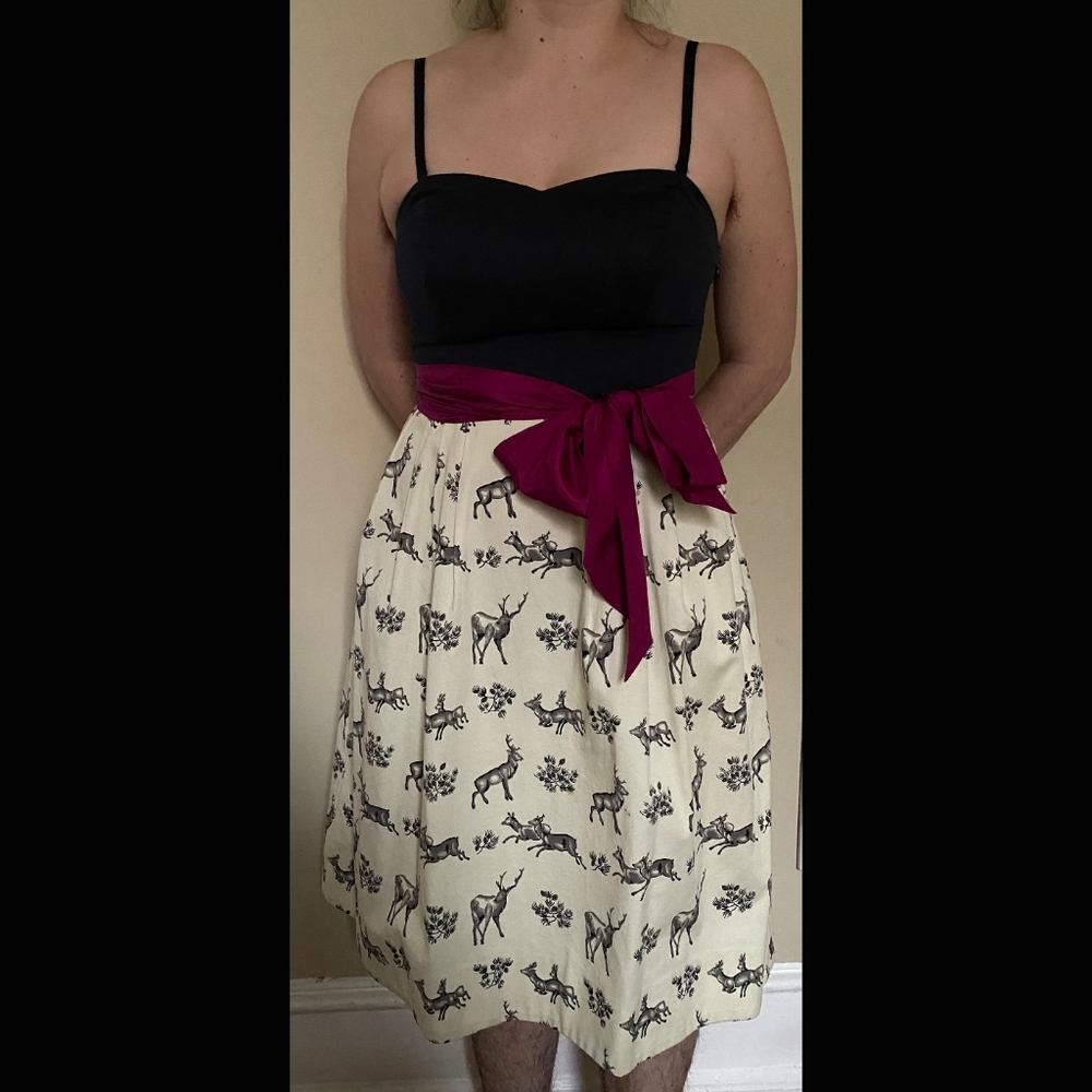 anthropologie Postage Stamp Reindeer Dress Sz 6